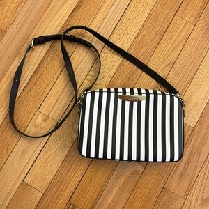 Henri Bendel - brown and white striped crossbody - excellent condition
